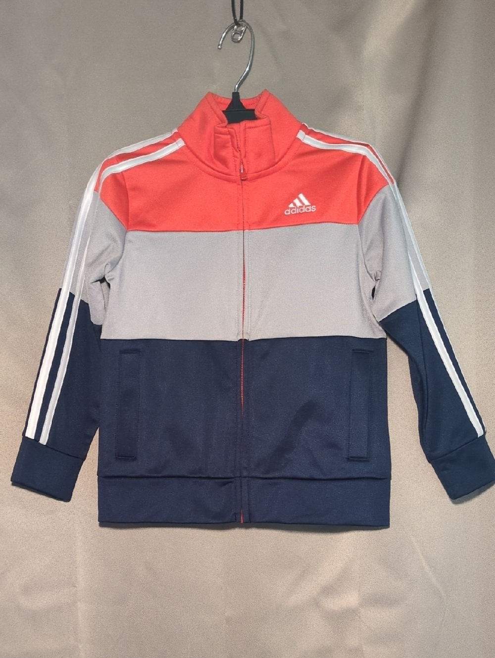 adidas Coral, Gray & Navy Colorblock Track Jacket